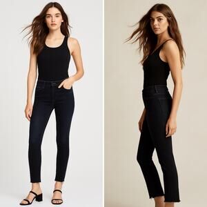 Mother Dazzler Ankle Fray Jeans Size 27 Dark Wash Mid Rise Stretch Denim